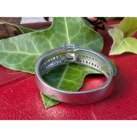 Vintage Pavé Solitaire Ring, Simulated Diamond Ring - Picture 8 of 10